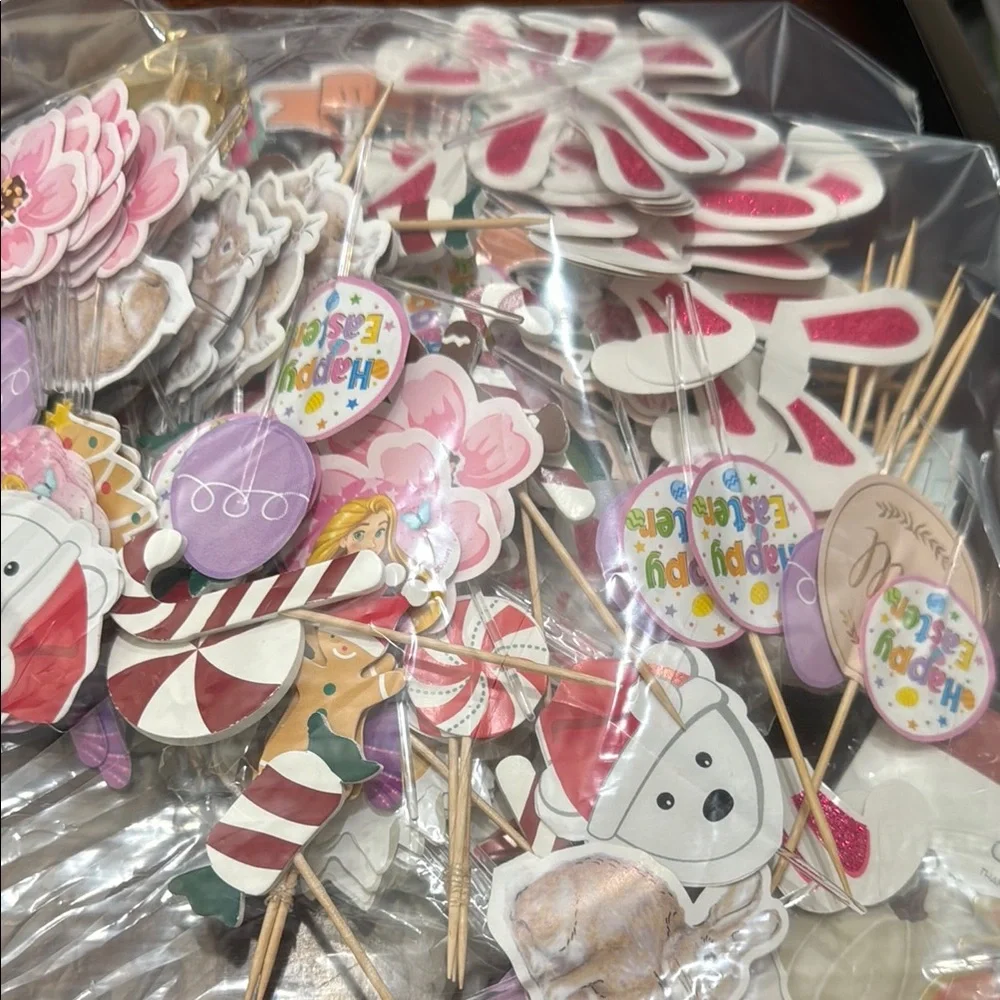 Colorful Party Cupcake Toppers Miscellaneous Bundle